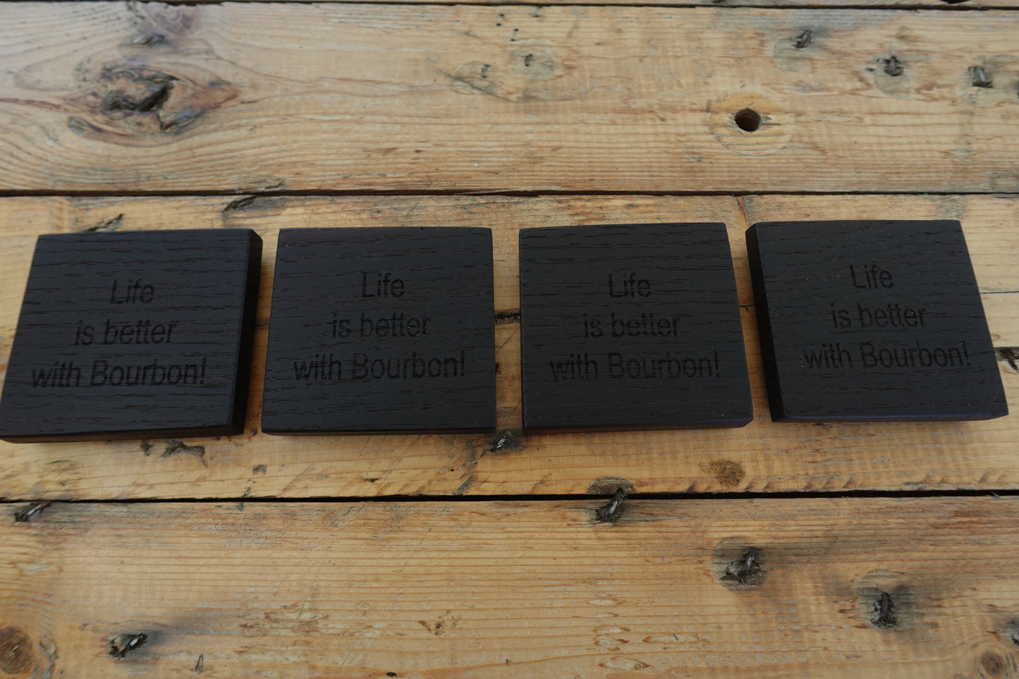 Beautiful Wenge Coasters "Life is Better is Wine"