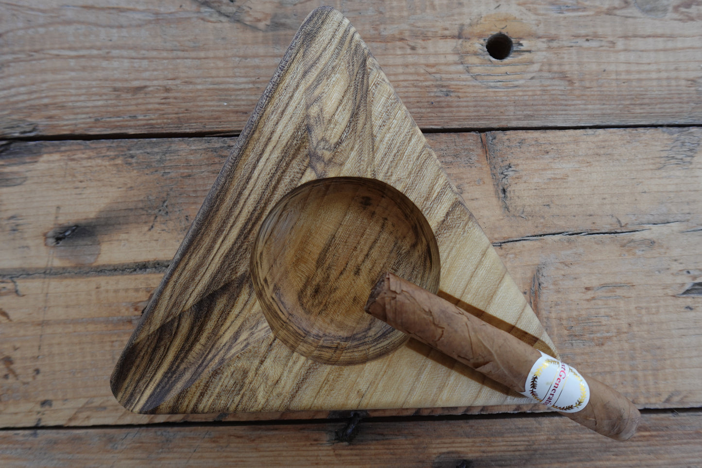 332025A1 Spalted Indiana Ash Triangle Ashtray