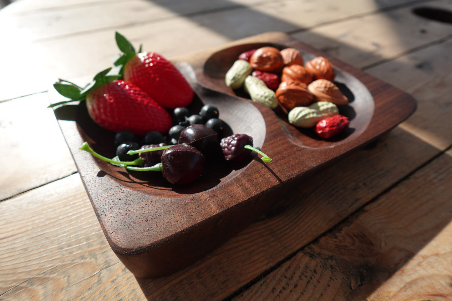 2 Section Indiana Walnut Serving Tray