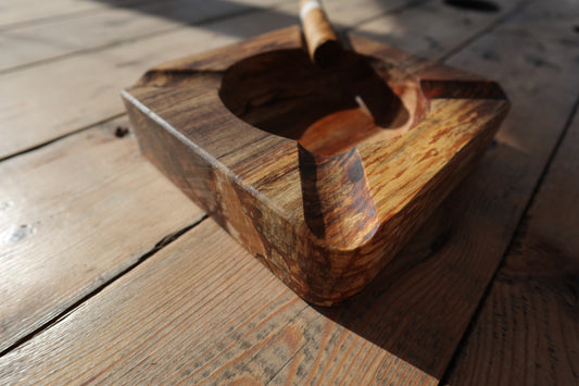 12292025SM4S4 Indiana Spalted Maple Four Finger Cigar Ashtray