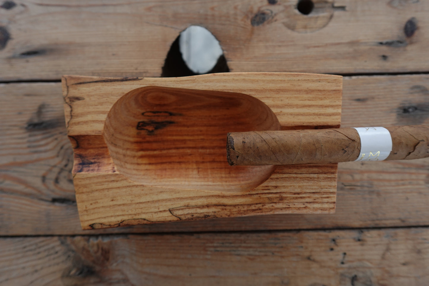 Pignut Hickory 2 Slot Cigar Ashtray 12222024PH2