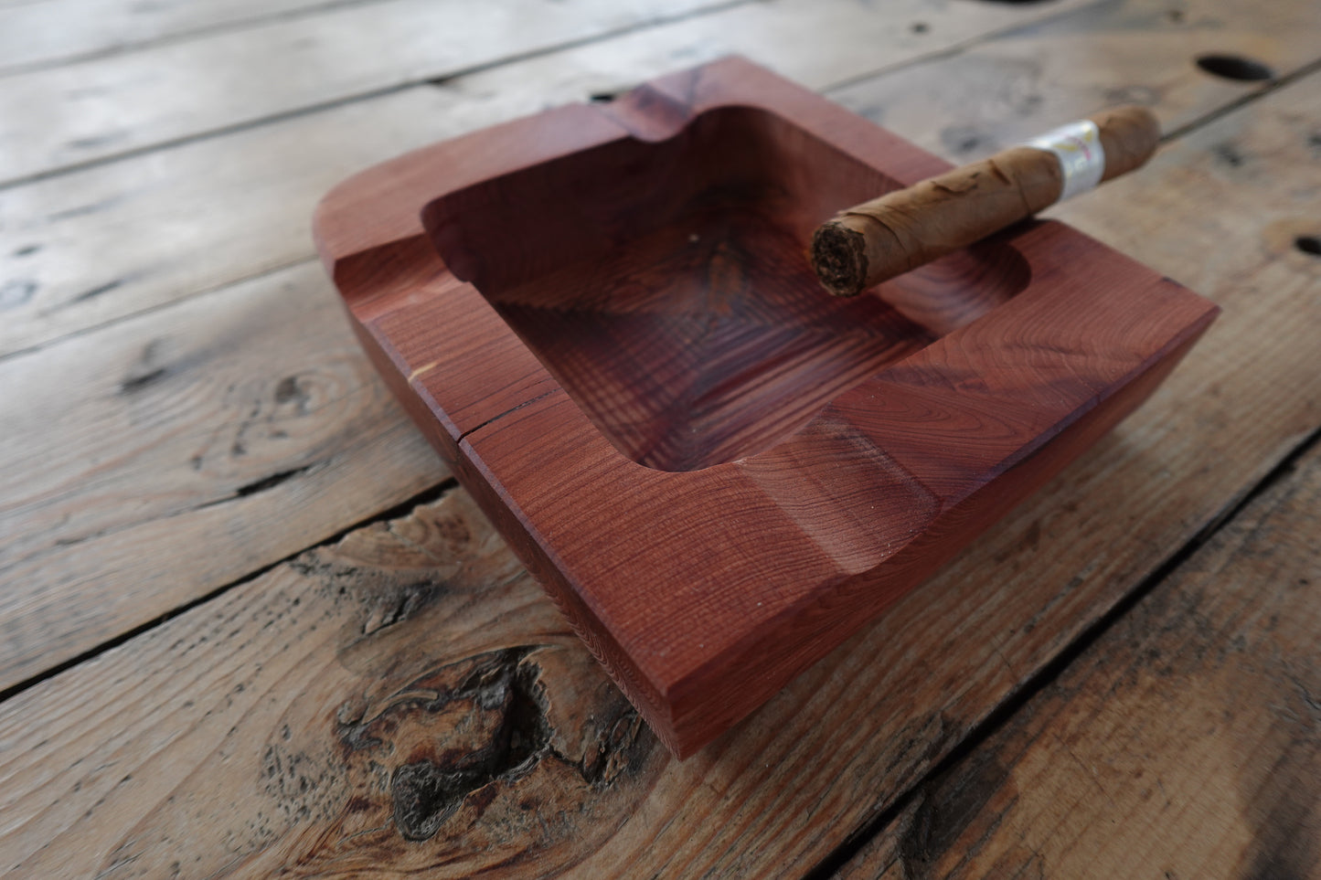 Indiana Red Cedar 4 Slot Cigar Ashtray 10292024RC1