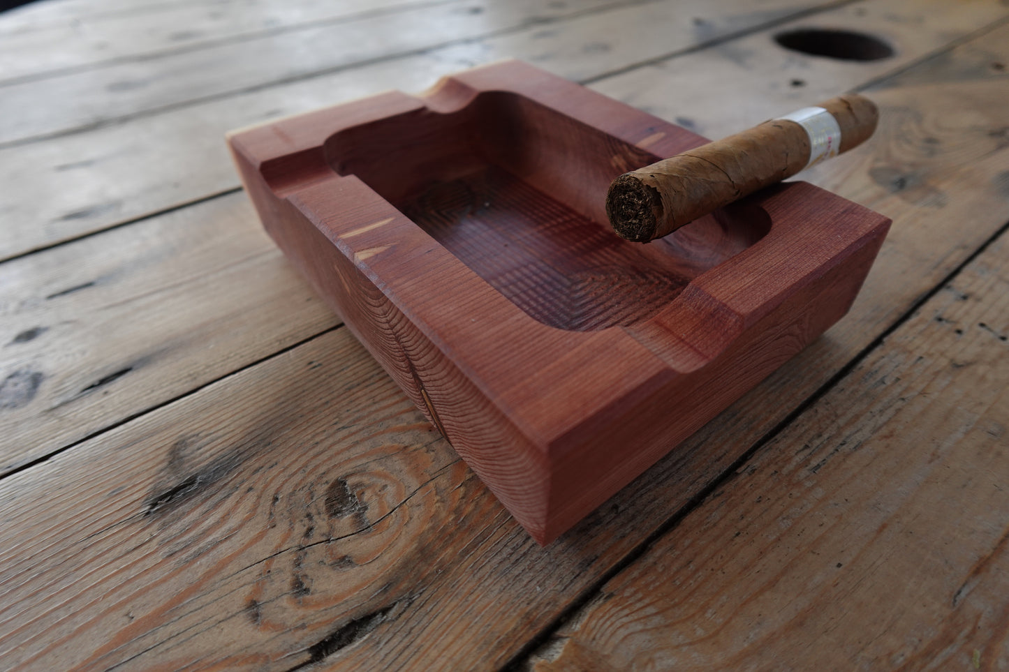 Indiana Red Cedar 4 Slot Cigar Ashtray 10092024RC1