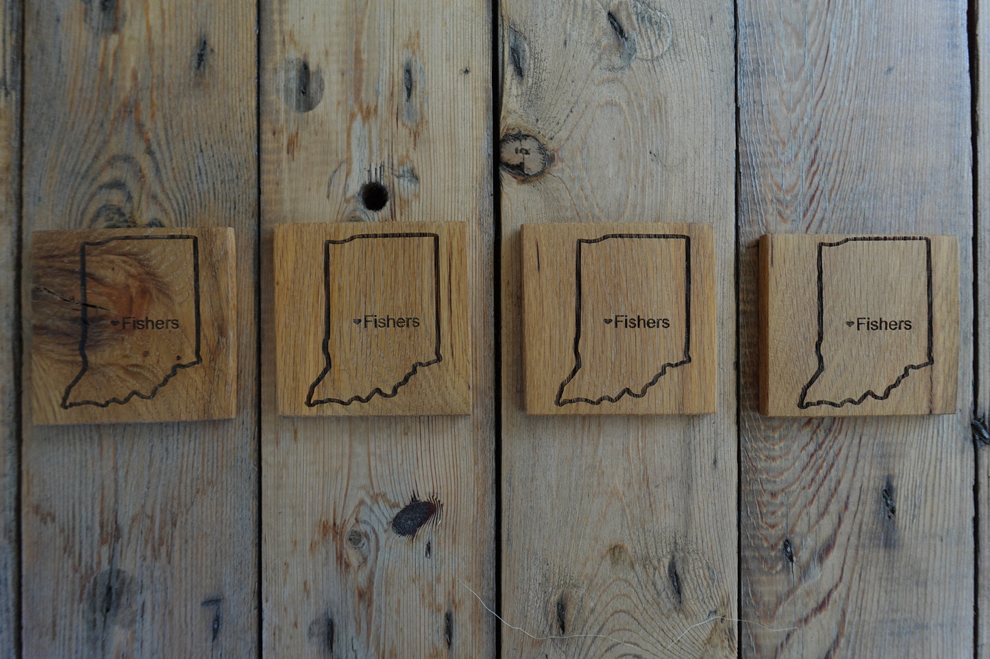 "Fishers" White Oak Coasters