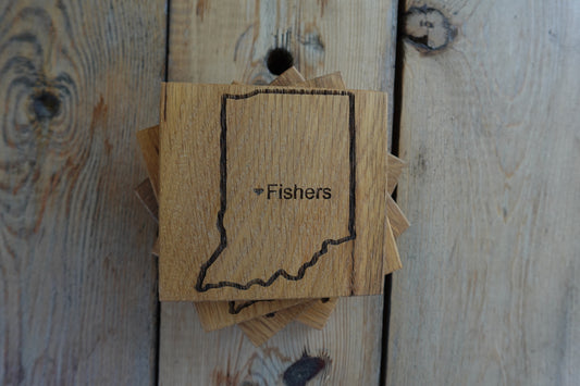 "Fishers" White Oak Coasters