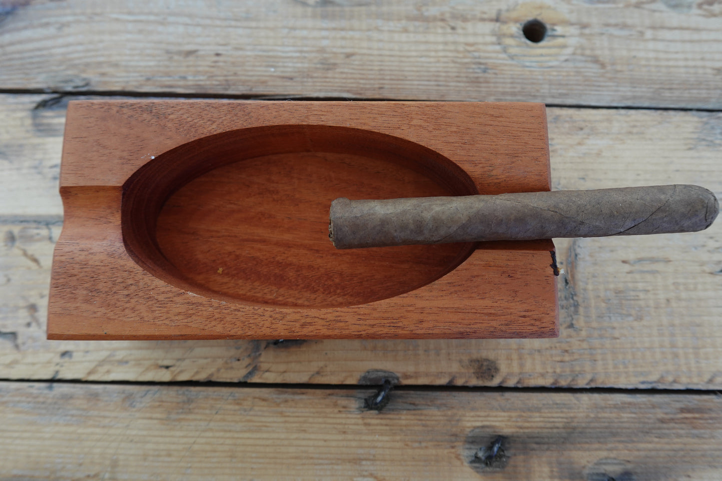 Exotic African Mahogany Two Slot Cigar Ashtray  4122024AM2