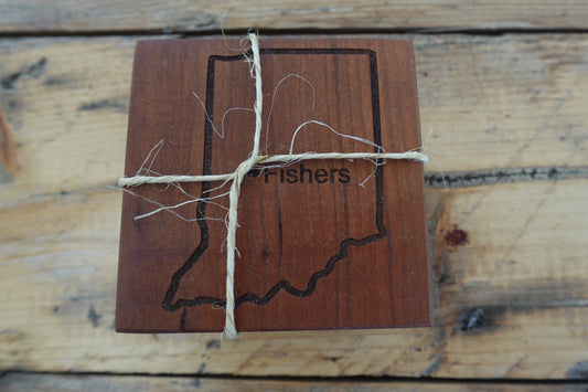 "Fishers" Indiana Hardwood Coasters