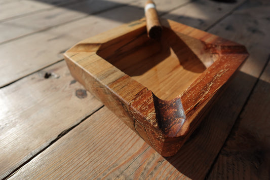 1282025SM2 Four Finger Spalted Maple Cigar Ashtray