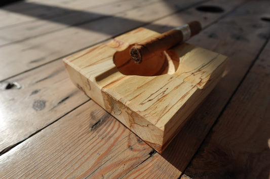 11182024M1 Indiana Spalted Maple Four Finger Cigar Ashtray