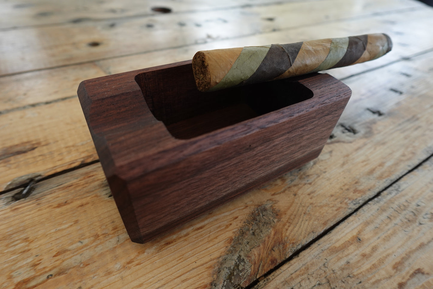 Indiana Walnut Two Finger Cigar Ashtray