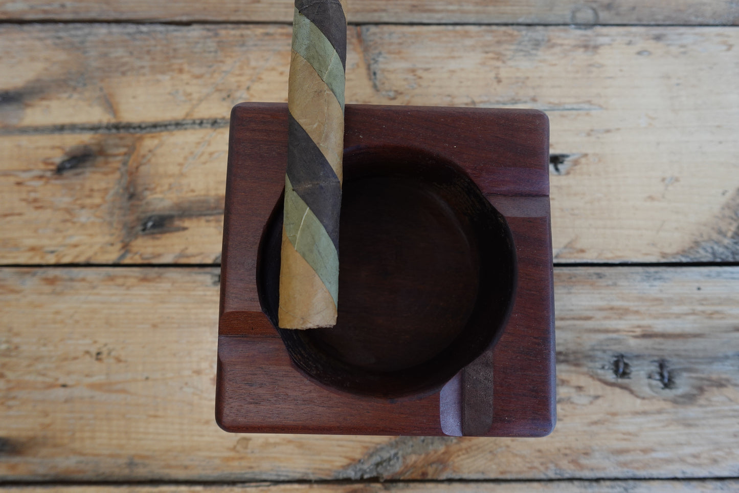 512025I3  Brazilian Ipe Four Finger Cigar Ashtray