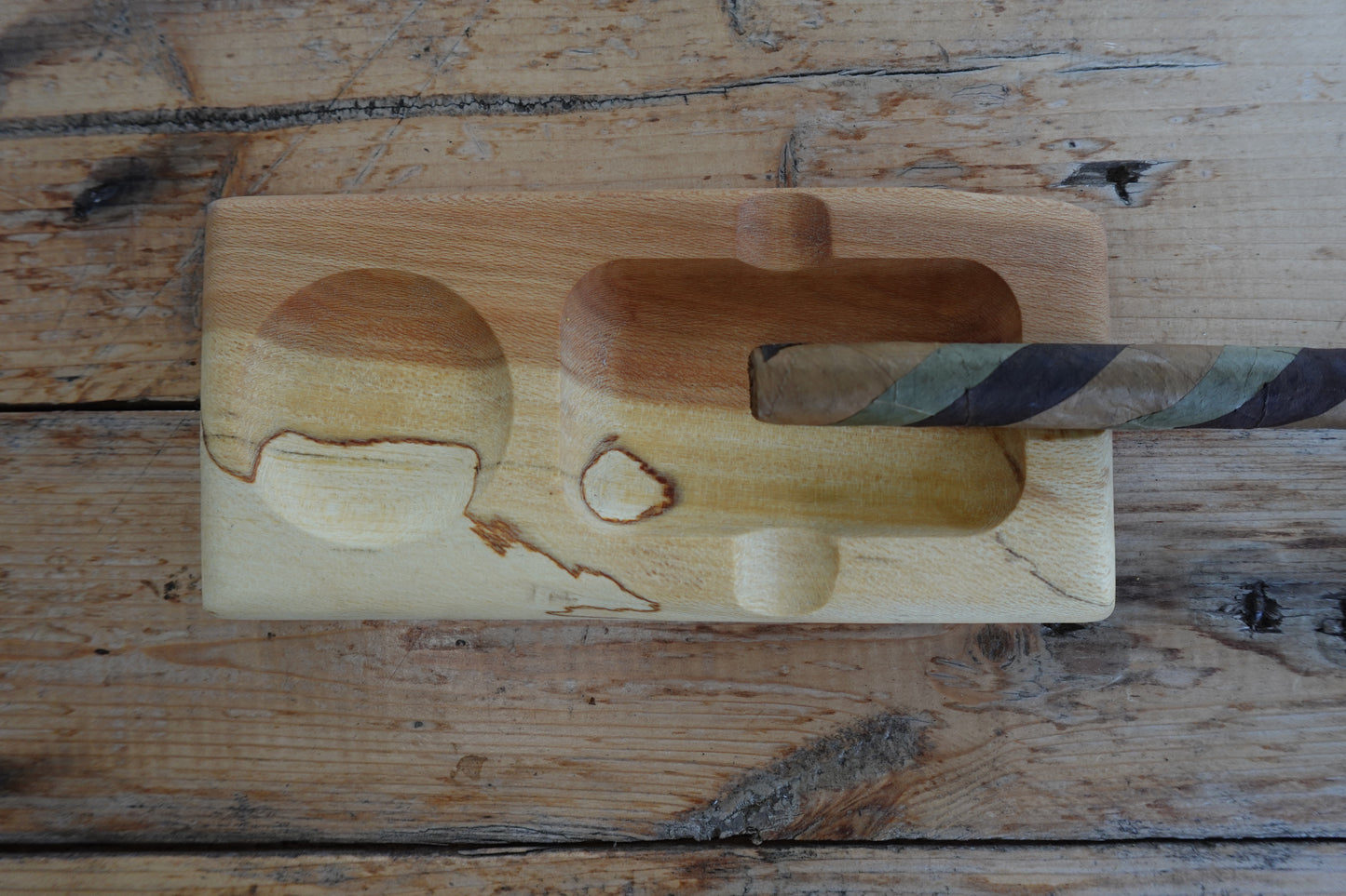 982025SM13F Spalted Maple Cigar Ashtray