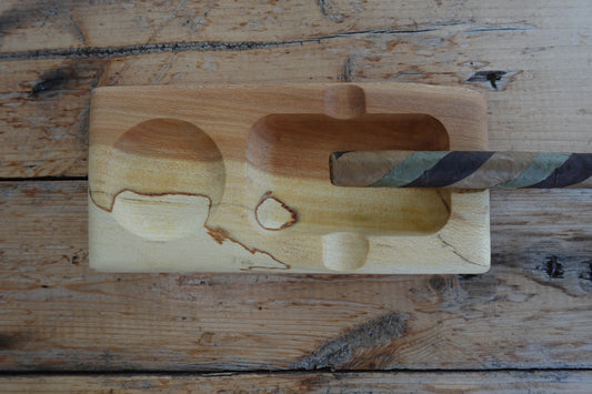 982025SM13F Spalted Maple Cigar Ashtray