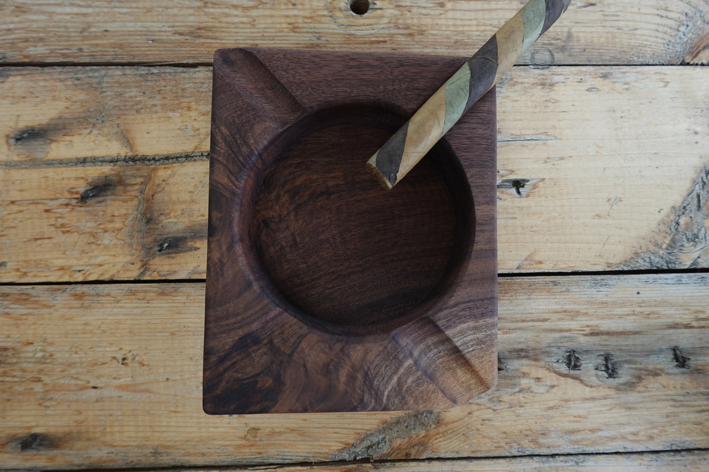 Indiana Walnut Four Finger Cigar Ashtray 7232025W1F4