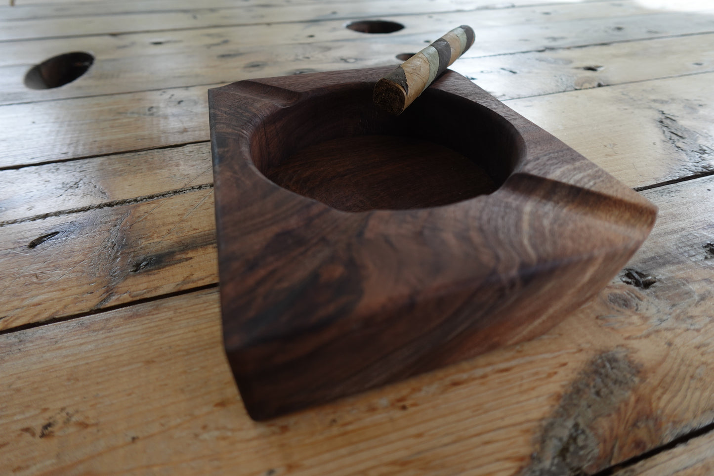 Indiana Walnut Four Finger Cigar Ashtray 7232025W1F4