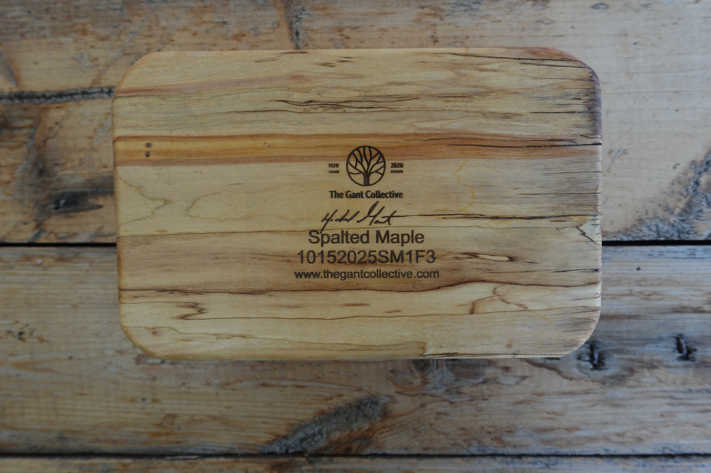 Indiana Spalted Maple Cigar Ashtray, with Coaster & Lighter/Cutter Slot